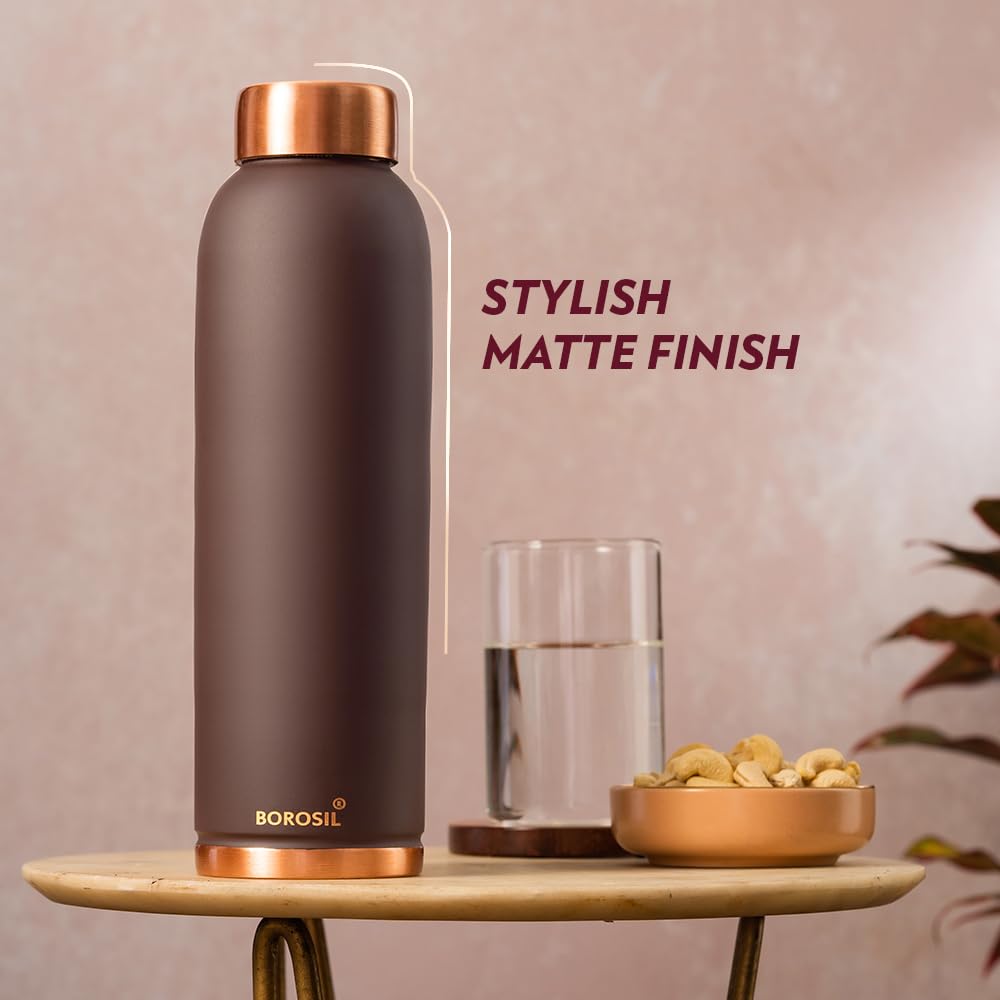 Borosil Eco 1000 ML Powder Coated Matte Finish Copper Bottle - 14