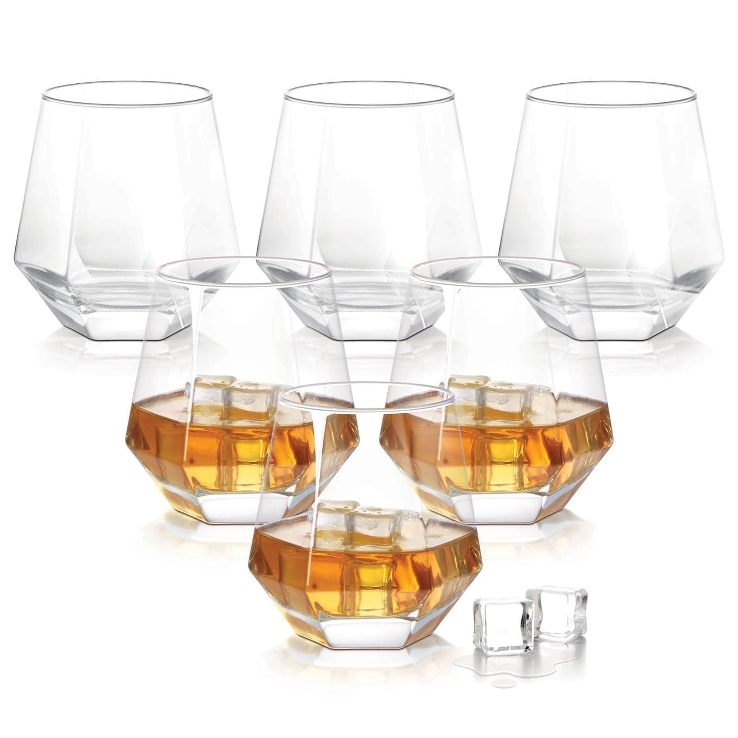 Treo by Milton Hexa On The Rocks 300 Glass Tumbler | Transparent | Set of 6 Pcs