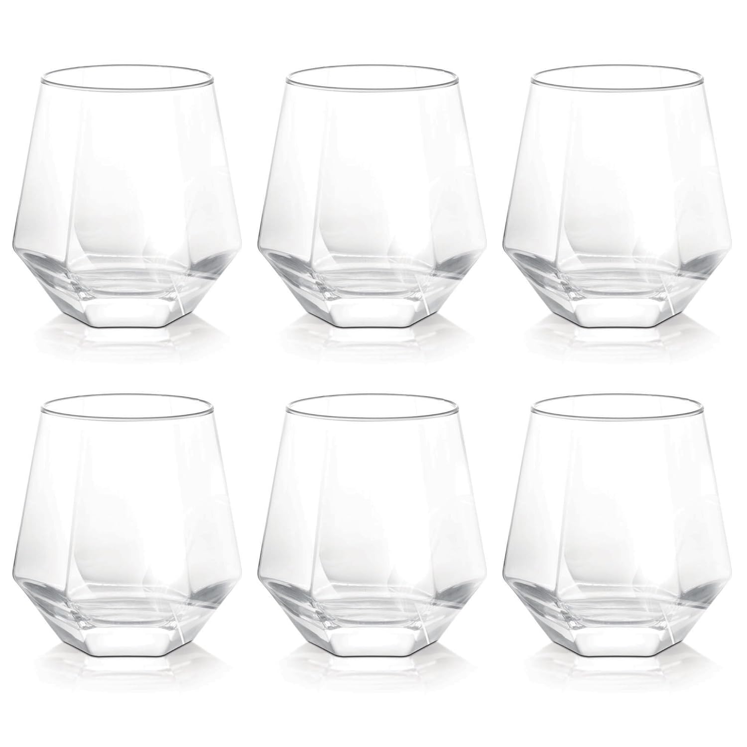 Treo by Milton Hexa On The Rocks 300 Glass Tumbler | Transparent | Set of 6 Pcs