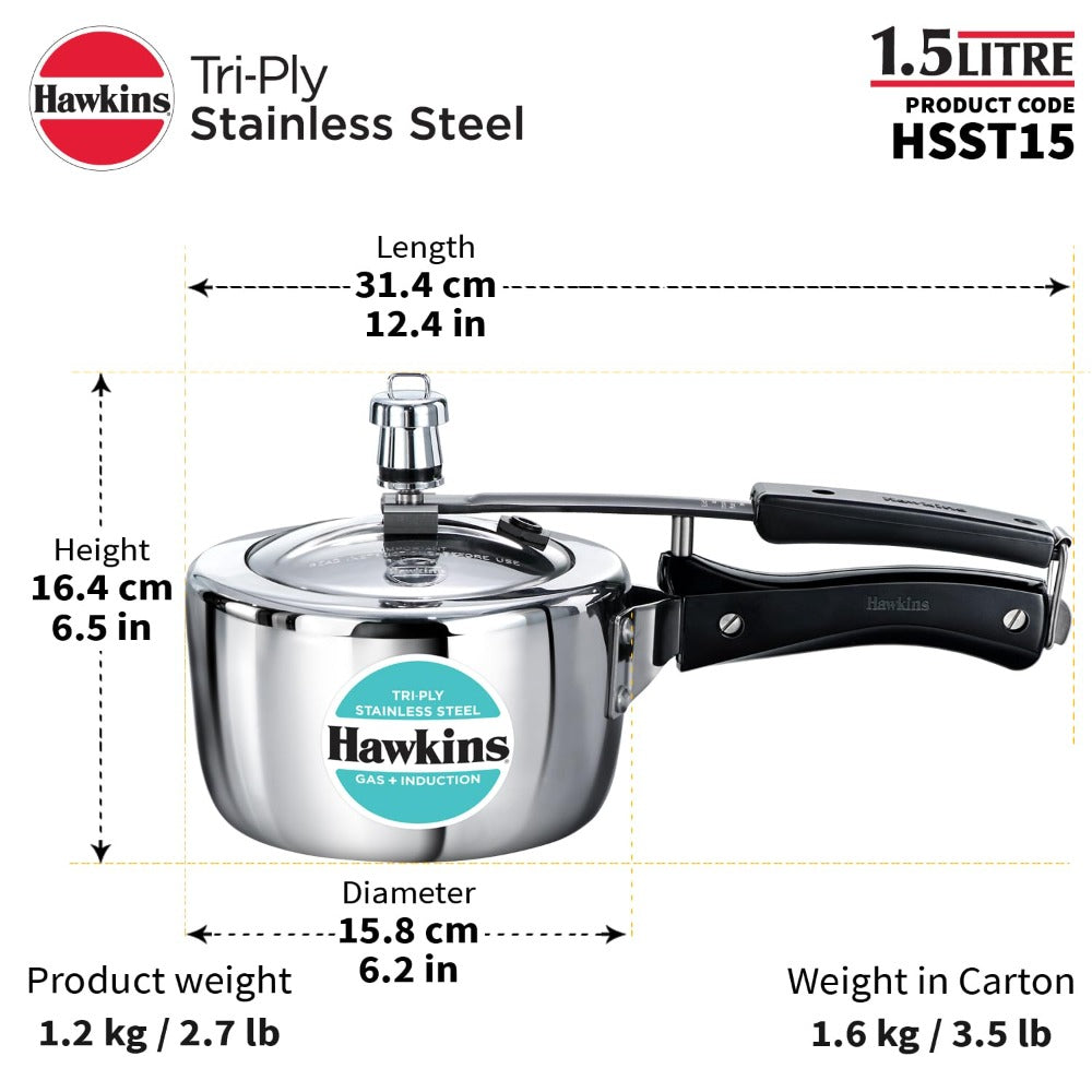 Hawkins Triply Stainless Steel Pressure Cooker - 3