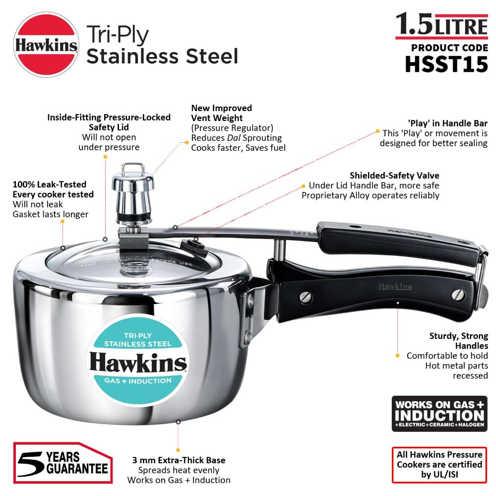 Hawkins Triply Stainless Steel Pressure Cooker - 2