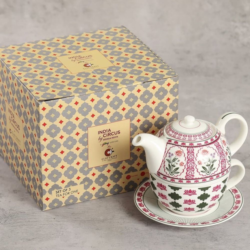 India Circus Floral Fountain Tea for One | Tea Set | Set of 3 Pcs-5