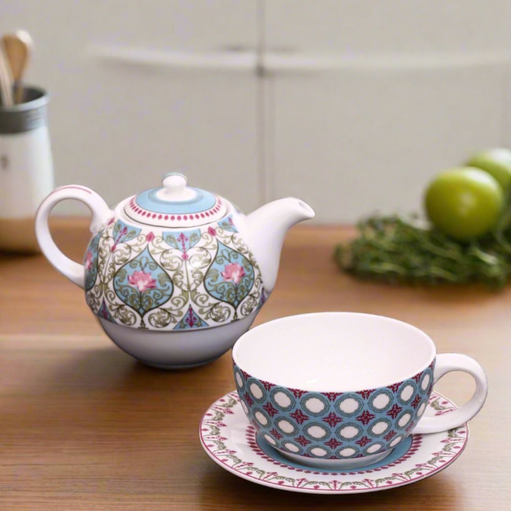 India Circus Floral Illusion Tea For One | Tea Set | Set of 3 Pcs-4