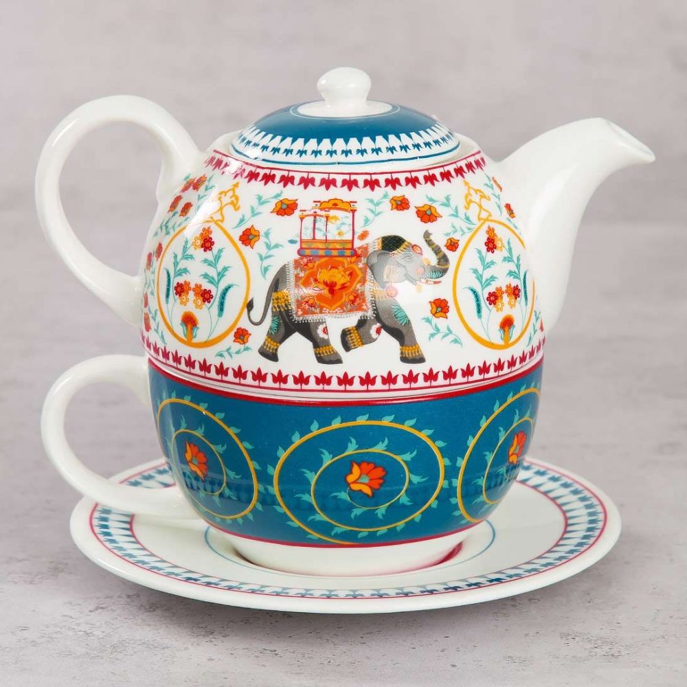 India Circus Swirling Safari Tea for One | Tea Set | Set of 3 Pcs-5