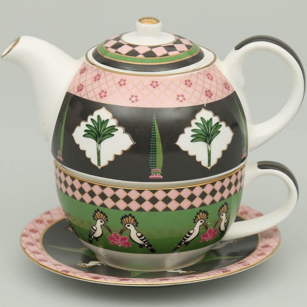 India Circus Cacatua Galerita's Realm Tea for One | Tea Set | Set of 3 Pcs-3