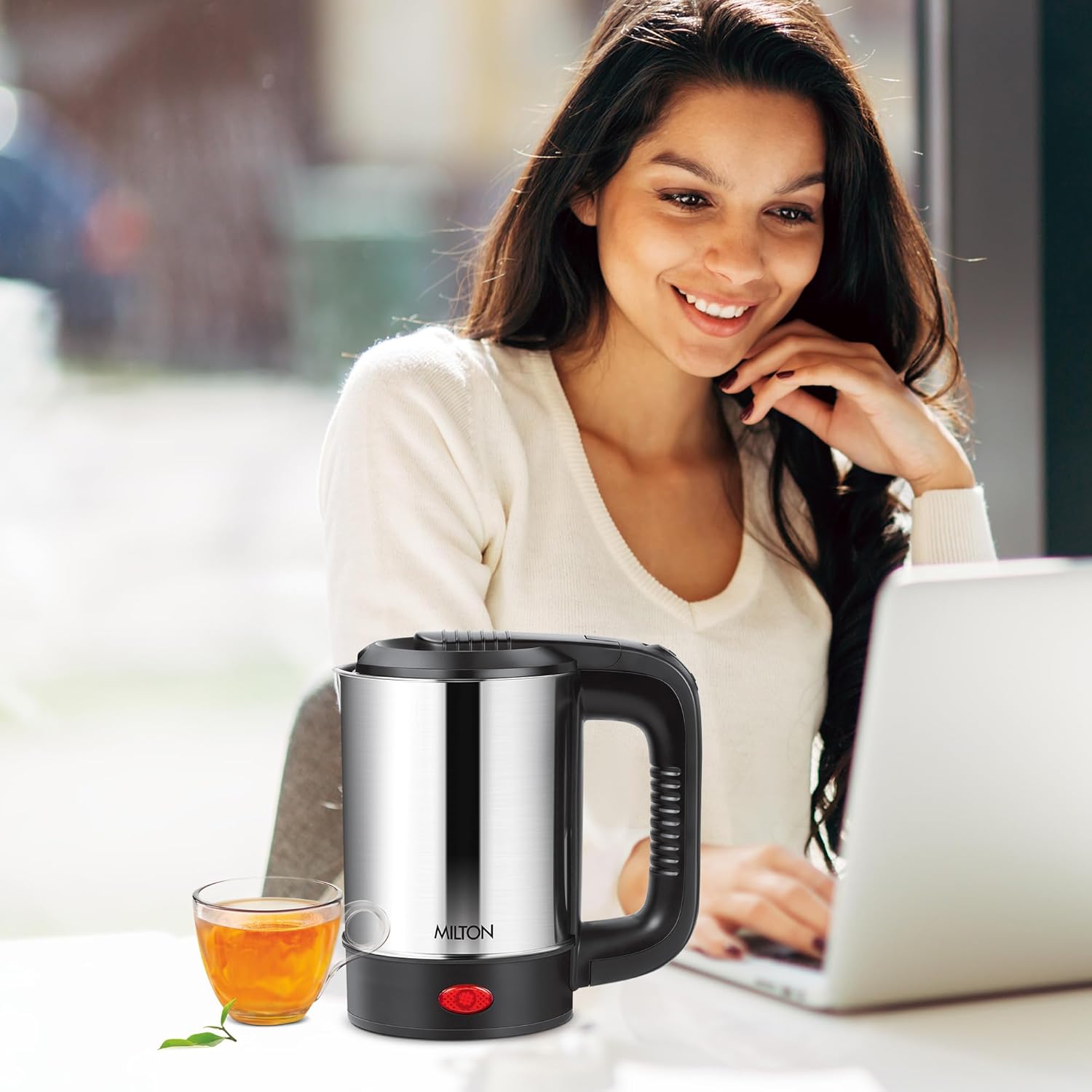 Milton Euroline Travel Stainless Steel 500 ml Electric Kettle | Black & Silver