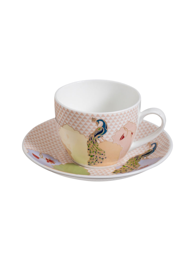 JCPL Cream Super Cup & Saucer 170 ml Set | Set of 12 Pcs