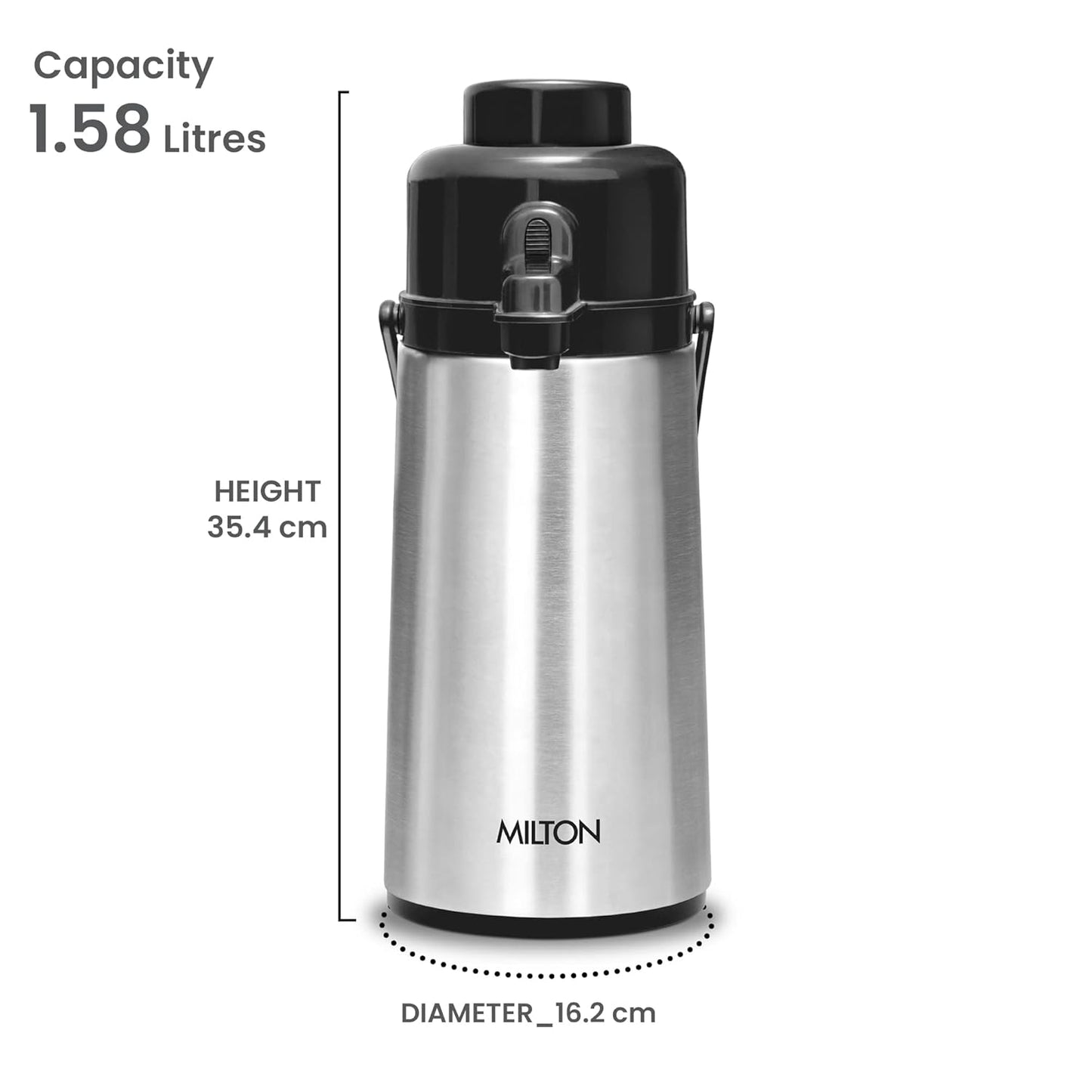 Milton Majestic DLX Thermosteel Insulated Flask | For Serving Tea and Coffee | Silver | 1 Pc