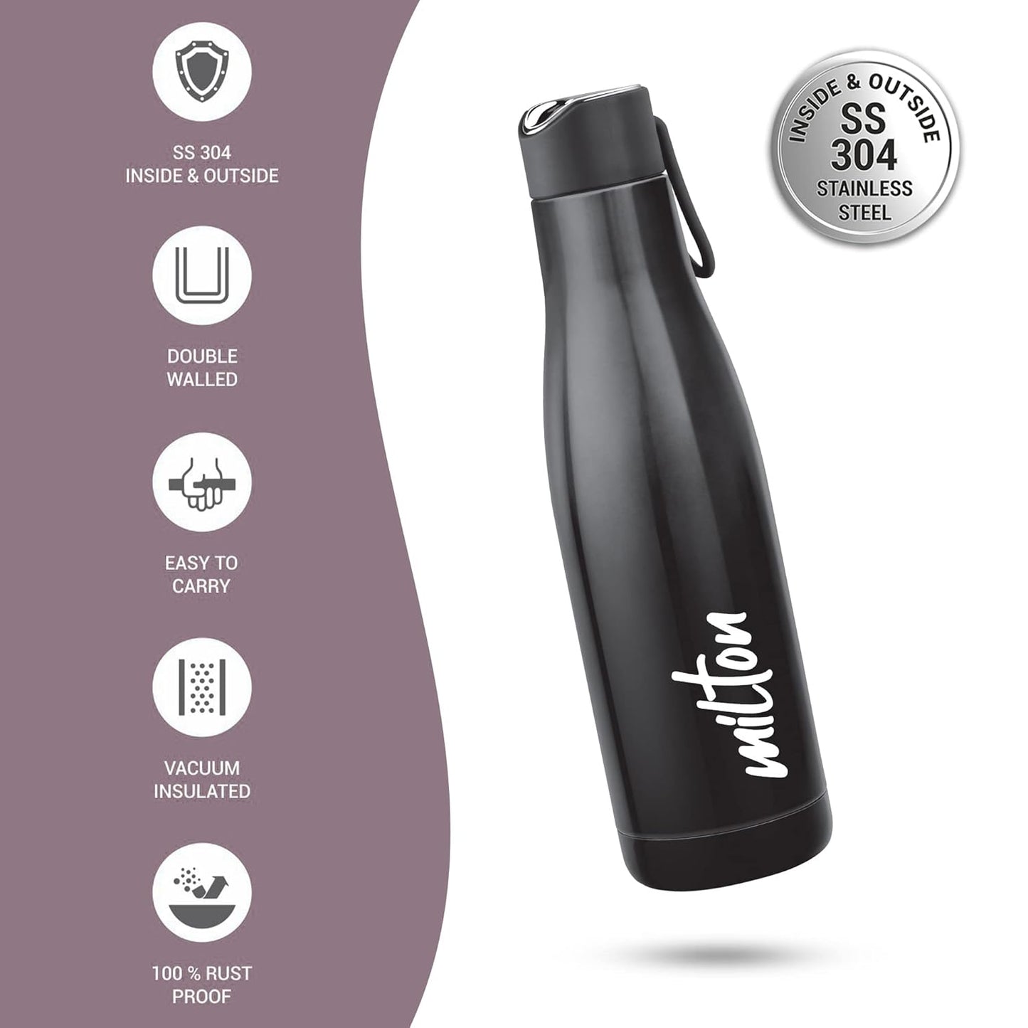 Milton Fame Stainless Steel 24 Hours Hot and Cold Water Bottle | 1 Pc