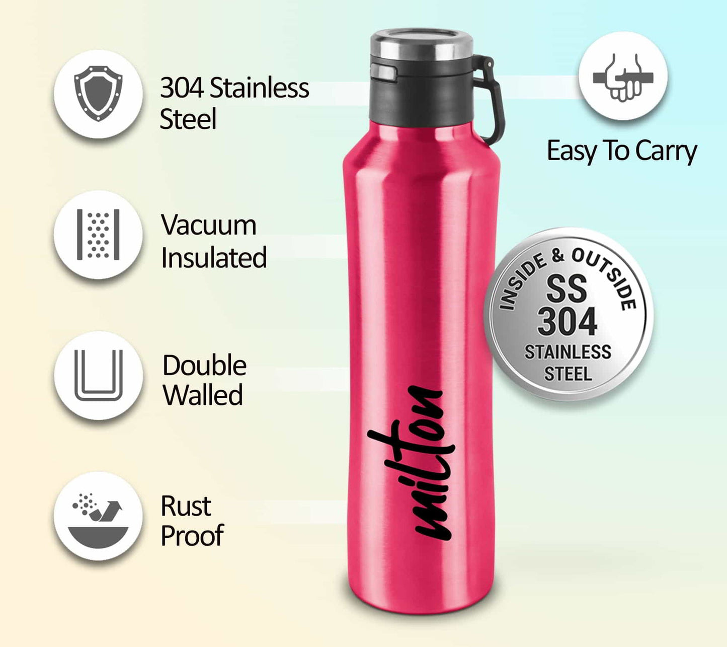 Milton Gulp Thermosteel 24 Hours Hot or Cold Water Bottle | 1 Pc