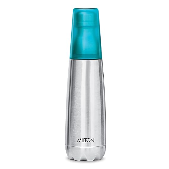 Milton Vertex Thermosteel Water Bottle with Unbreakable Plastic Tumbler | 1 Pc