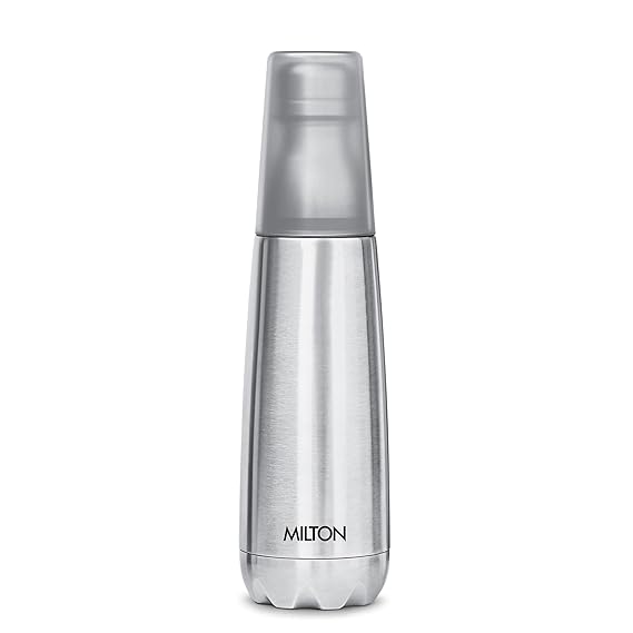 Milton Vertex Thermosteel Water Bottle with Unbreakable Plastic Tumbler | 1 Pc