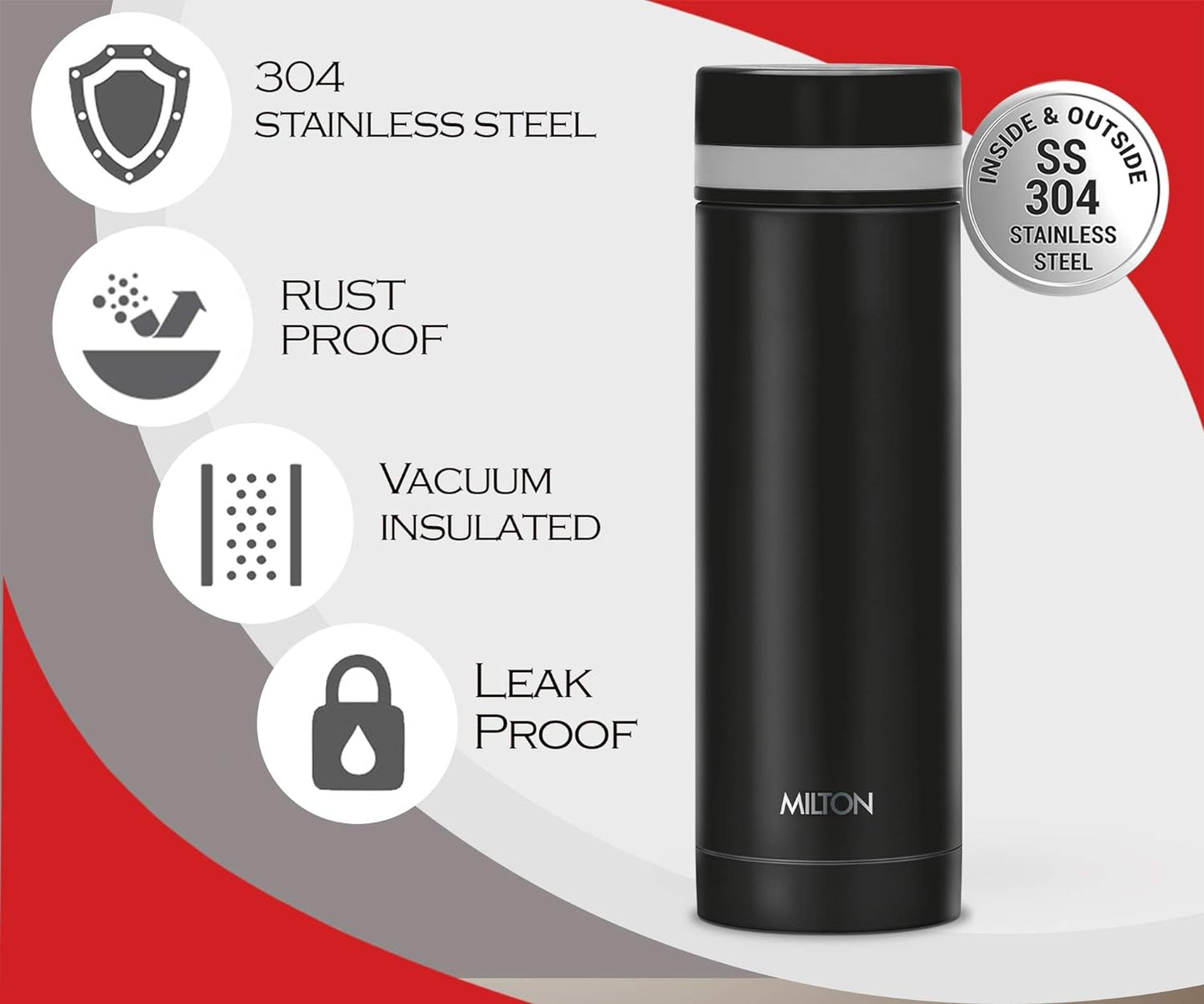 Milton Slim Thermosteel Vacuum Insulated Hot & Cold Water Bottle | 1 Pc