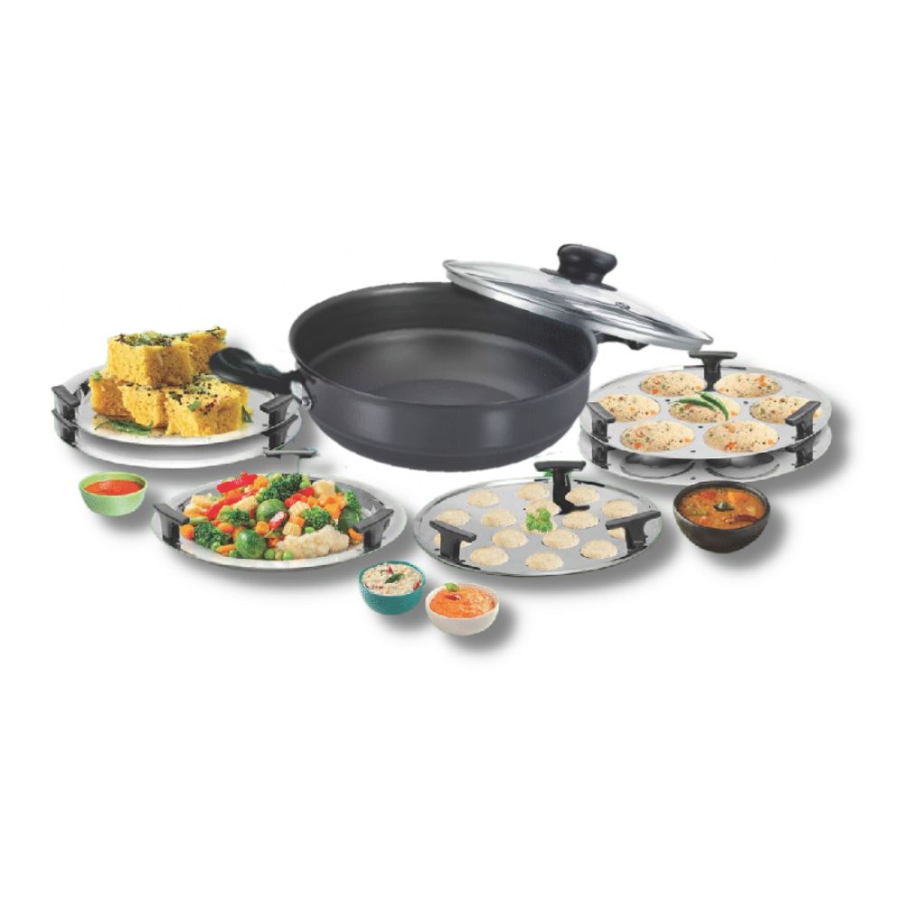 Softel Hard Anodised Multipurpose Kadai with 6 Plates - 5