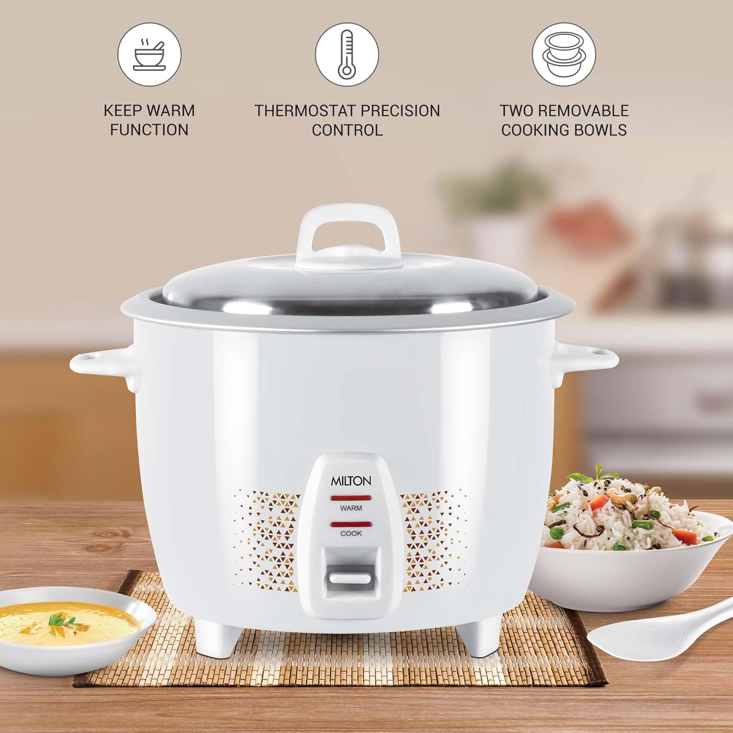 Milton Euroline Prime 1.8 Litre Electric Rice Cooker | 700 Watts | White