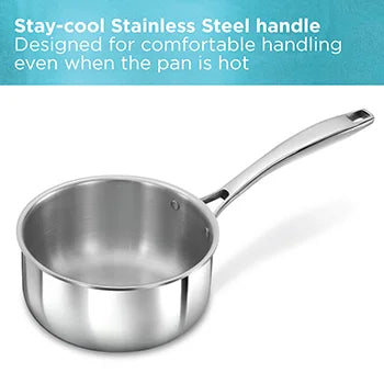 Hawkins Pro Tri-Ply Stainless Steel Sauce Pan  2.5 Litre with Stainless Steel Lid | Silver