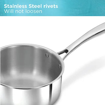 Hawkins Pro Tri-Ply Stainless Steel Sauce Pan  2.5 Litre with Stainless Steel Lid | Silver