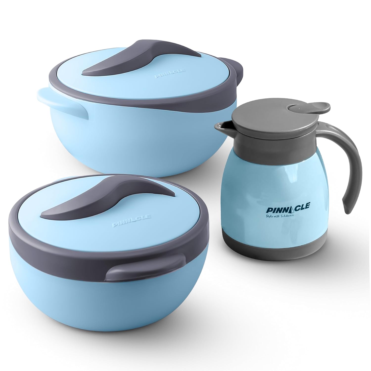 Pinnacle Parisa 3-Piece Thermal Set: Vacuum Insulated Carafe (500ml) & Inner Stainless Steel Casseroles (1000ml & 2000ml) | Hot Box, Roti Box & Thermos Flask | Premium Food Storage Solution