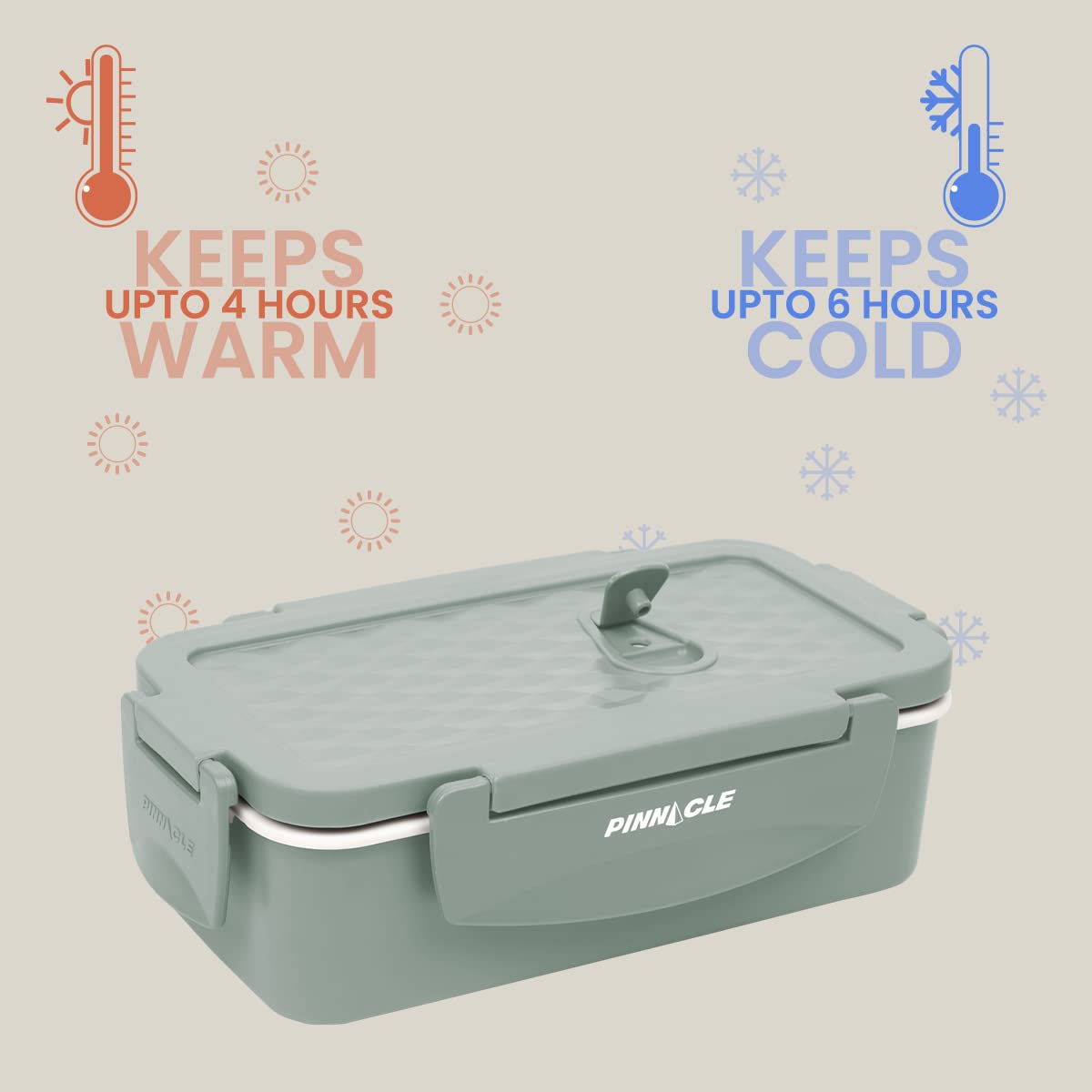 Pinnacle Petra Stainless Steel Insulated Lunch Box Set | 750 ML with 200 ML Container | Vacuum Release Knob, Airtight Lid | Ideal for School, Office & Gifting