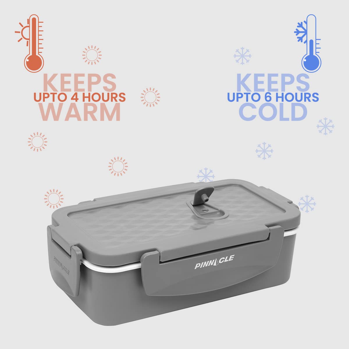 Pinnacle Petra Stainless Steel Insulated Lunch Box Set | 750 ML with 200 ML Container | Vacuum Release Knob, Airtight Lid | Ideal for School, Office & Gifting