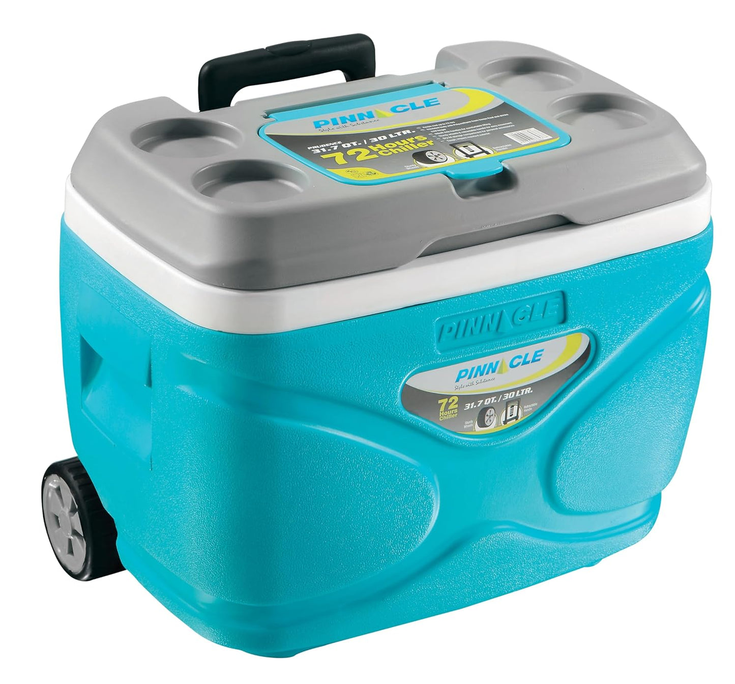 Pinnacle's Prudence Chiller Ice Box 30 LTR : Ice Cube Box with Wheels | Upto 72hrs Ice Retention | Fits 36 Cans |Ice Box for Car | Insulated Cooler Box for Travelling | Leakproof & BPA Free (Hydra)
