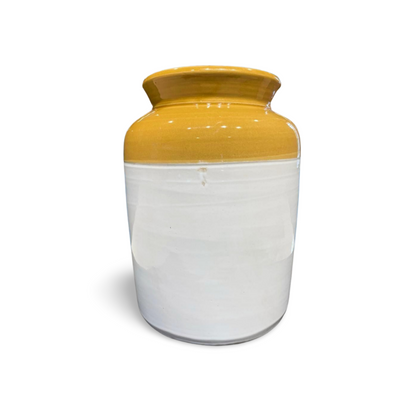 RasoiShop Ceramic Jar 5 Kgs Capacity | Indian Achaar/ Pickle Jar | White & Brown - 2