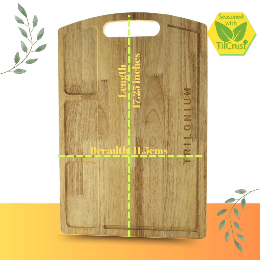 Trilonium Rubberwood Cutting Chopping board 17.25 Inches | Brown  - 2