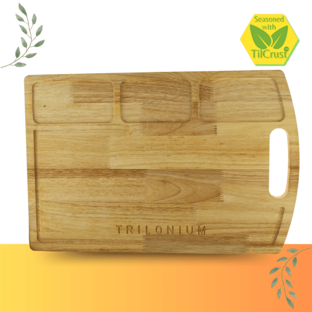 Trilonium Rubberwood Cutting Chopping board 17.25 Inches | Brown - 3