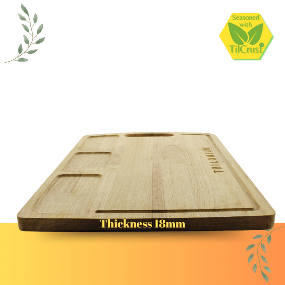 Trilonium Rubberwood Cutting Chopping board 17.25 Inches | Brown - 4