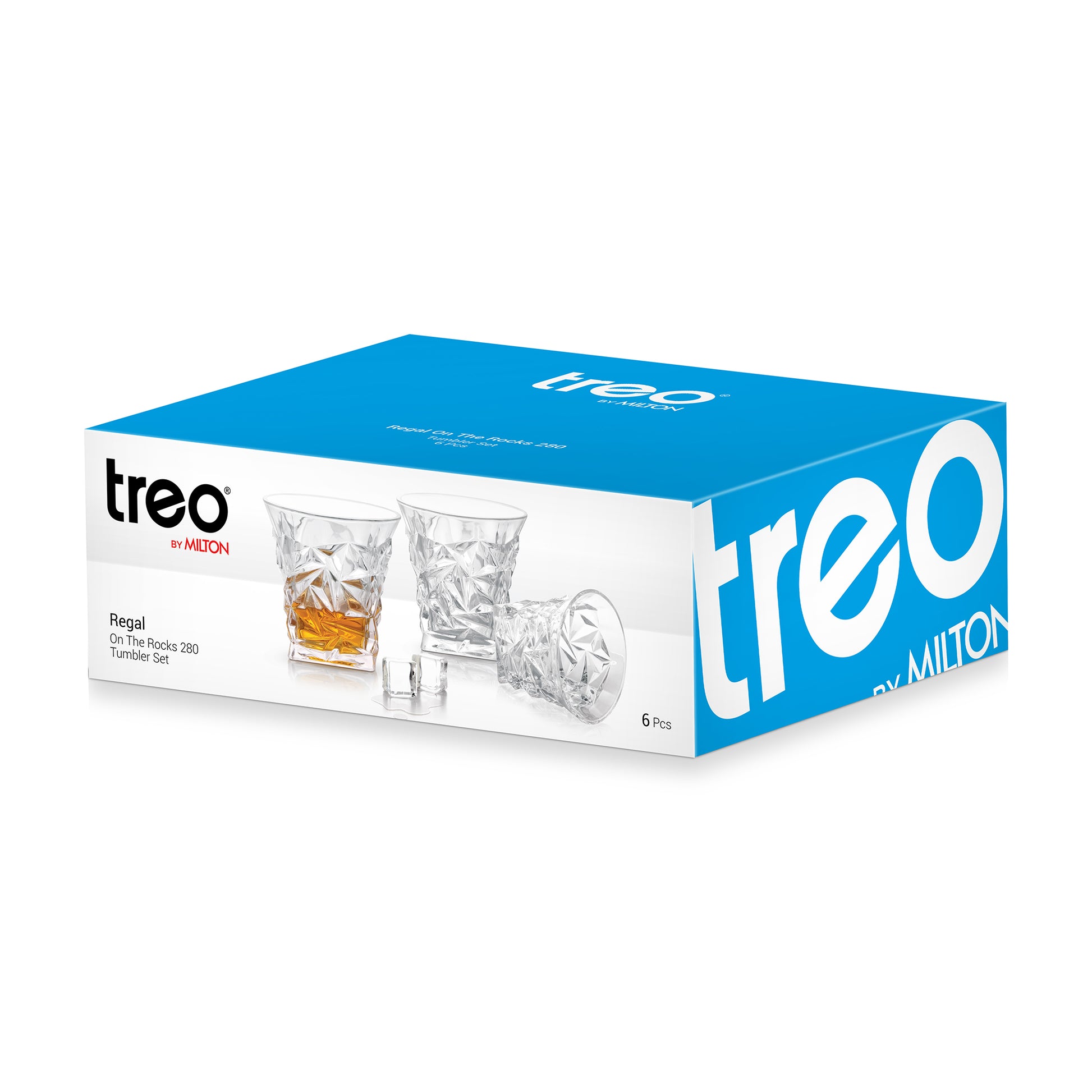 Treo by Milton Regal On The Rocks 280 Glass Tumbler | Transparent | Set of 6 Pcs