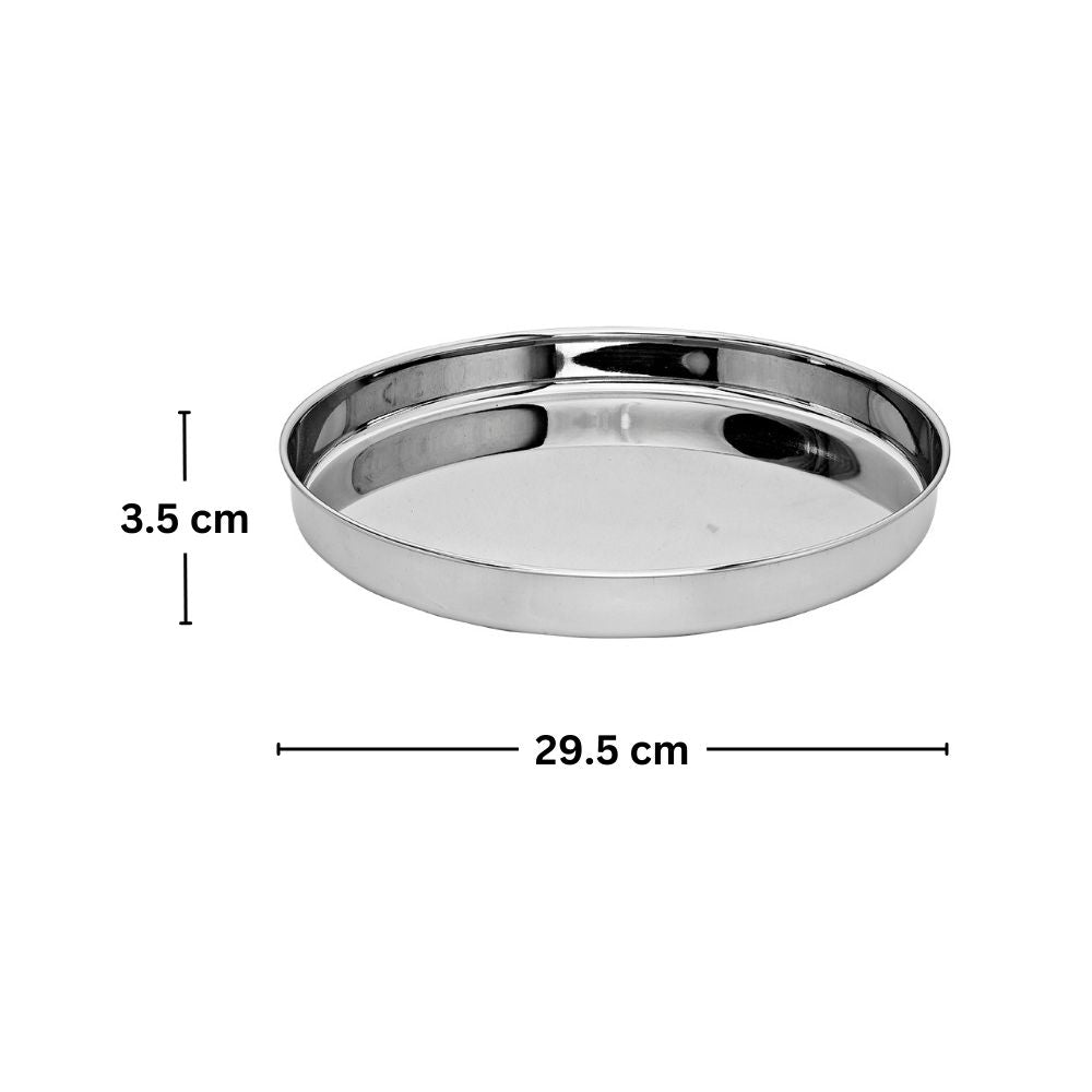 Bengani Stainless Steel 22 Gauge Beeded Khumcha Plate | 1 Pc