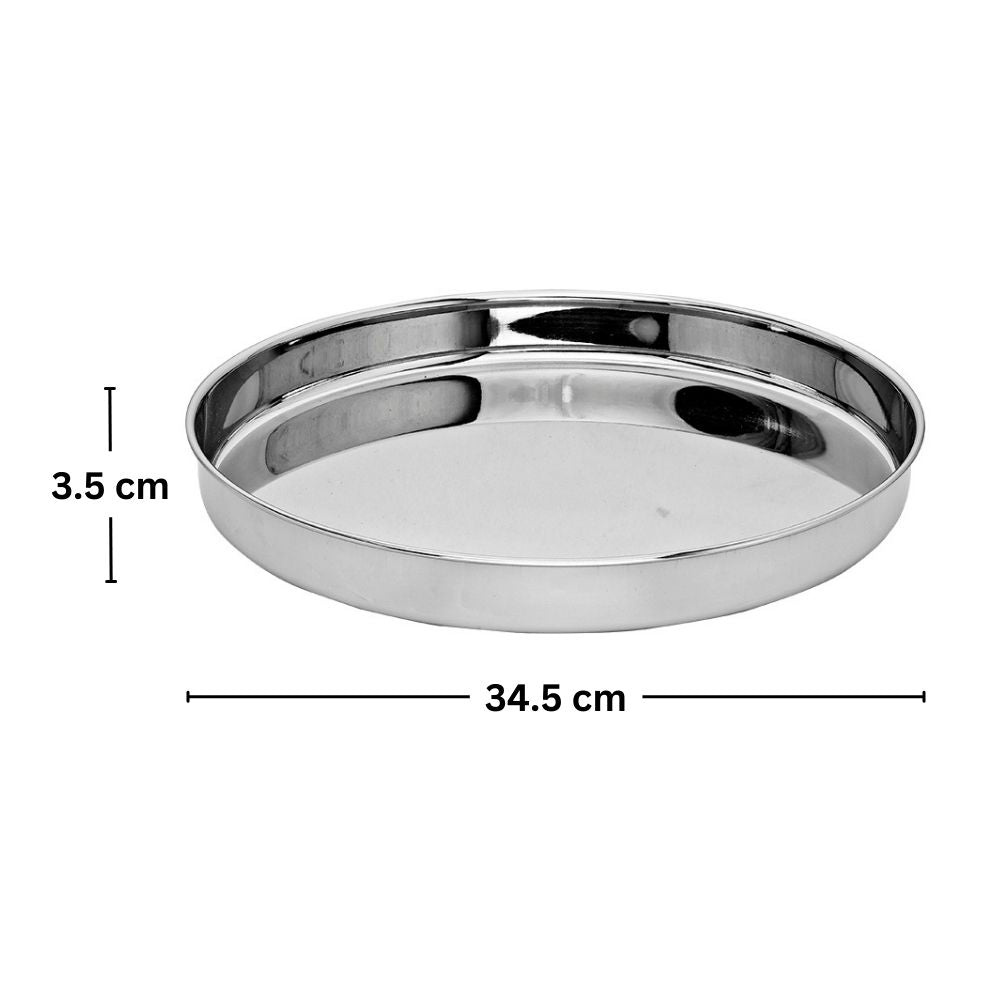 Bengani Stainless Steel 22 Gauge Beeded Khumcha Plate | 1 Pc