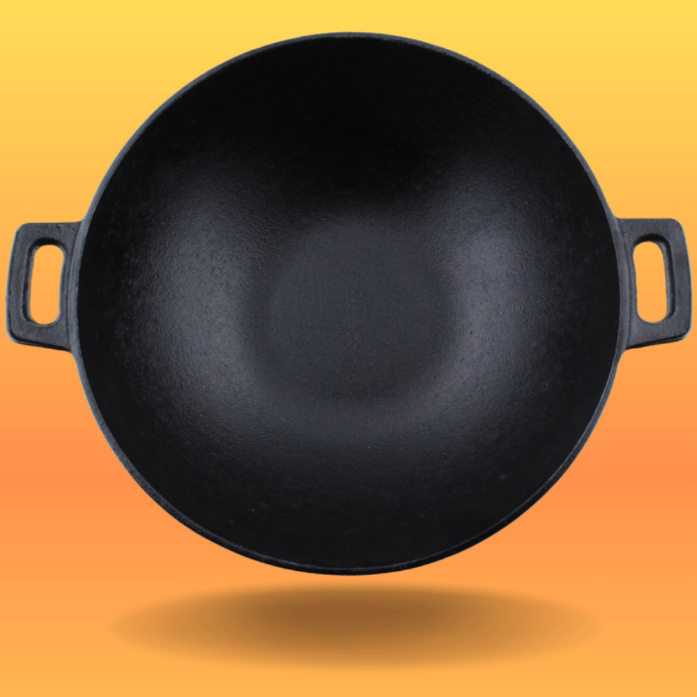 Trilonium Triple Seasoned Cast Iron Kadai 26 cm, Sleek | Gas & Induction Compatible | Black -  7