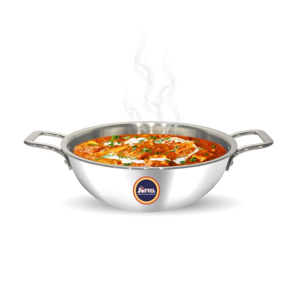 Softel Tri-Ply Stainless Steel kadhai with Removable Handle | Gas & Induction Compatible | Silver - 1