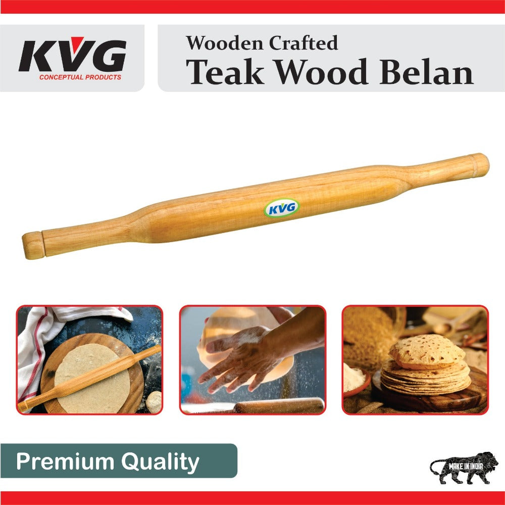 KVG Teak Wood Belan | Rolling Pins | Brown - 4 