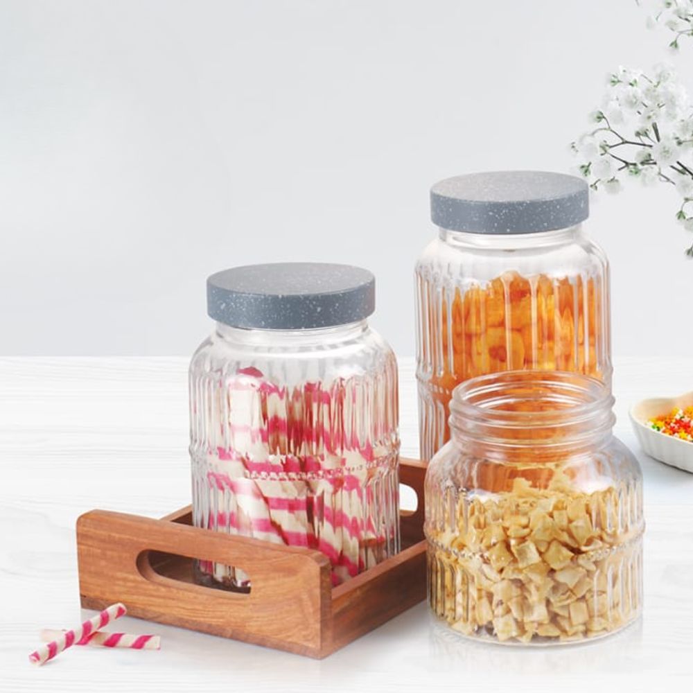 Treo Granito Jars with Steel Lid in Granite Finish - 1