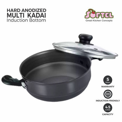 Softel Hard Anodised Multipurpose Kadai with 6 Plates - 3