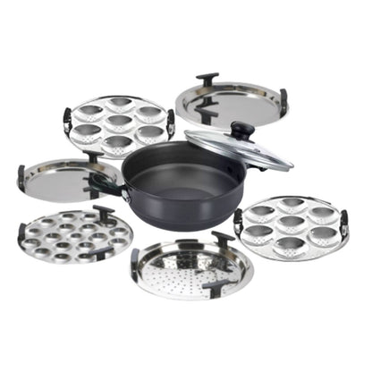 Softel Hard Anodised Multipurpose Kadai with 6 Plates - 4