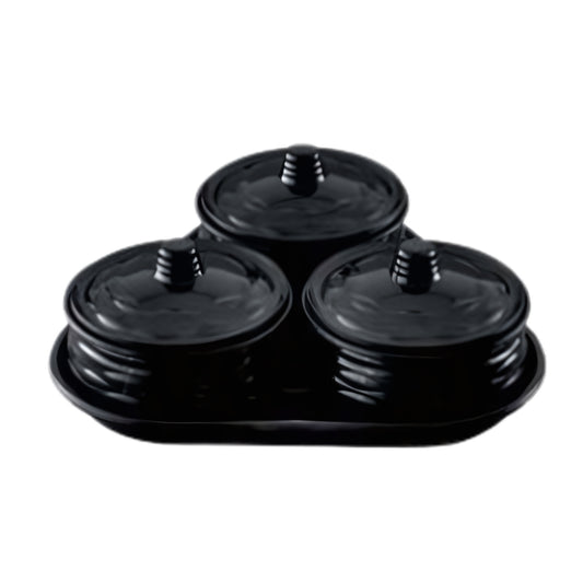 Terraware Melamine Kismis Set | Set of 7 Pcs | Black