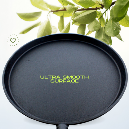 Trilonium Triple Seasoned Cast Iron Tawa | Gas & Induction Compatible | Black