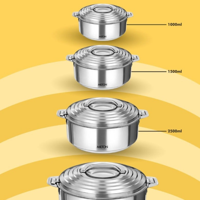 Milton Galaxia Insulated Stainless Steel Casserole, Silver | PU Insulated | Hot & Cold | Hygiene | Odorless