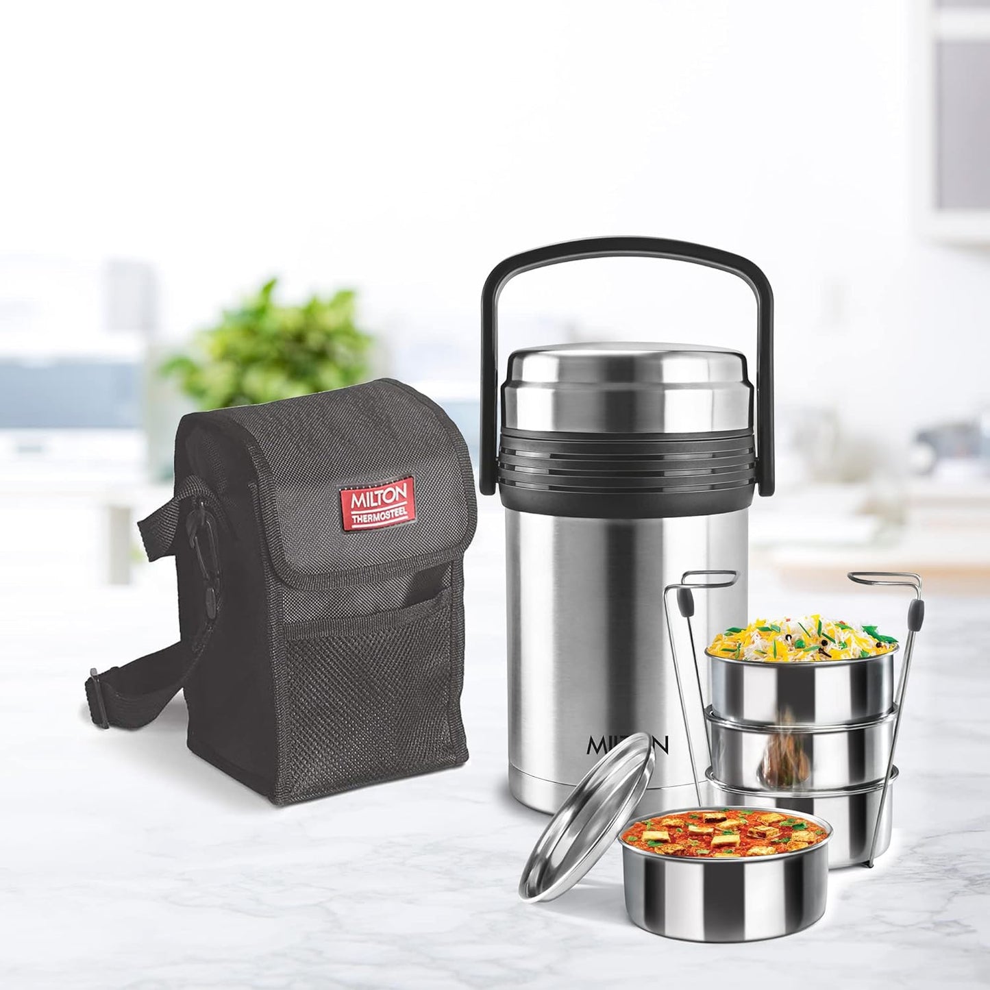 Milton Galore Insulated Thermoware Stainless Steel Tiffin | Silver & Black