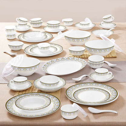 Larah by Borosil - Vatika Kohinoor Series Opalware Dinner Set | Set of 45 Pcs