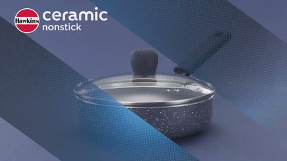 Hawkins Ceramic Nonstick 17 cm Fry Pan | Gas & Induction Compatible | Grey