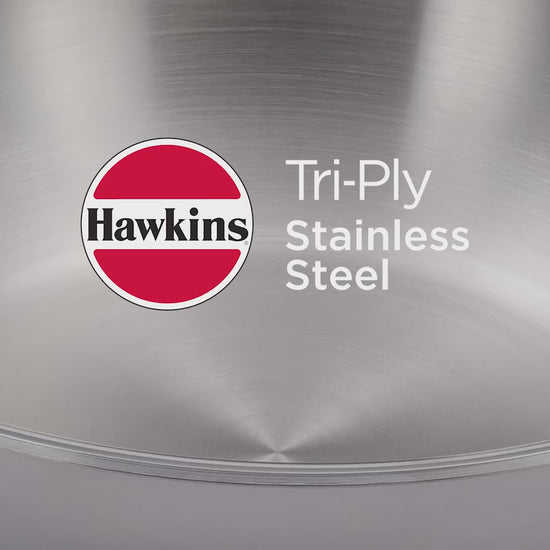 Hawkins Triply Stainless Steel Metro Kadhai | Gas & Induction Compatible | Silver | 1 Pc