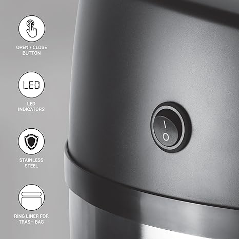 MILTON Euroline Sensor Bin Stainless Steel Automatic Lid Closing Sensor Bin | Touch-Free | Auto-hand Indication