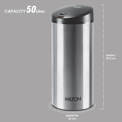 MILTON Euroline Sensor Bin Stainless Steel Automatic Lid Closing Sensor Bin | Touch-Free | Auto-hand Indication