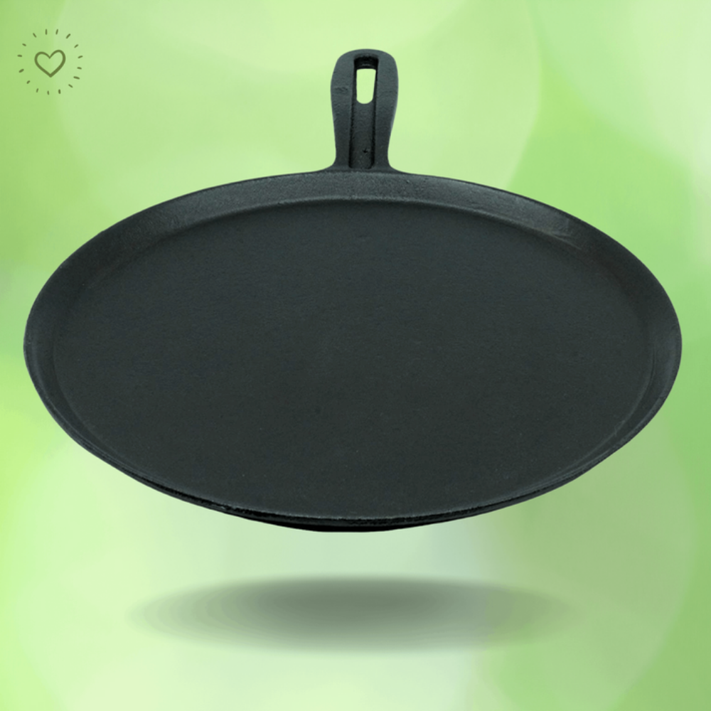 Trilonium Unicorn Triple seasoned Cast Iron Dosa Tawa with Dosa Spatula | Gas & Induction Compatible | Black - 10