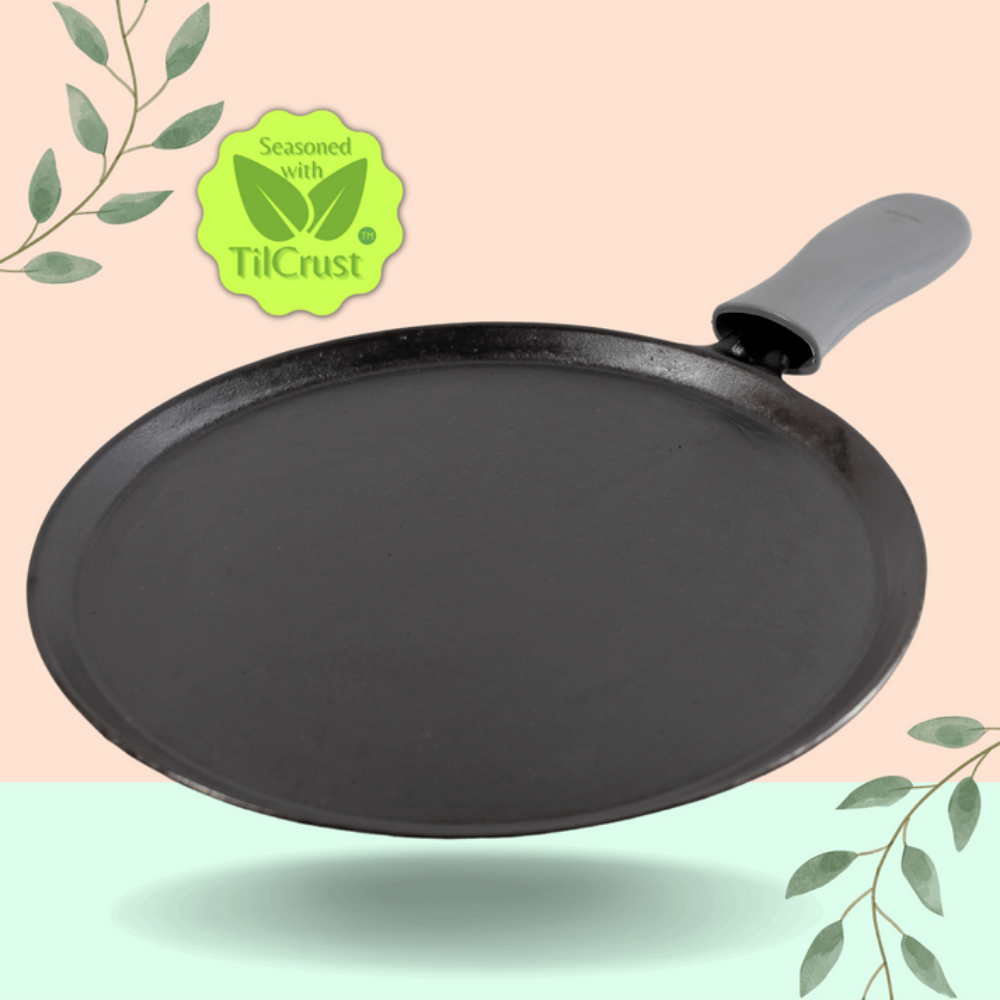 Trilonium Unicorn Triple seasoned Cast Iron Dosa Tawa with Dosa Spatula | Gas & Induction Compatible | Black - 4