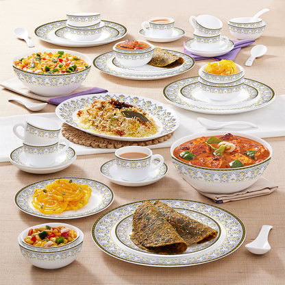 Larah by Borosil - Vatika Kohinoor Series Opalware Dinner Set | Set of 45 Pcs